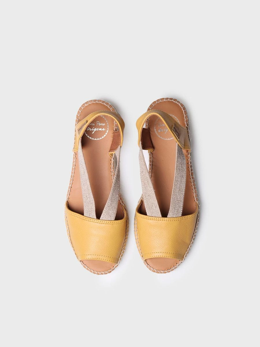 Flat leather sandal with elastics - ETNA