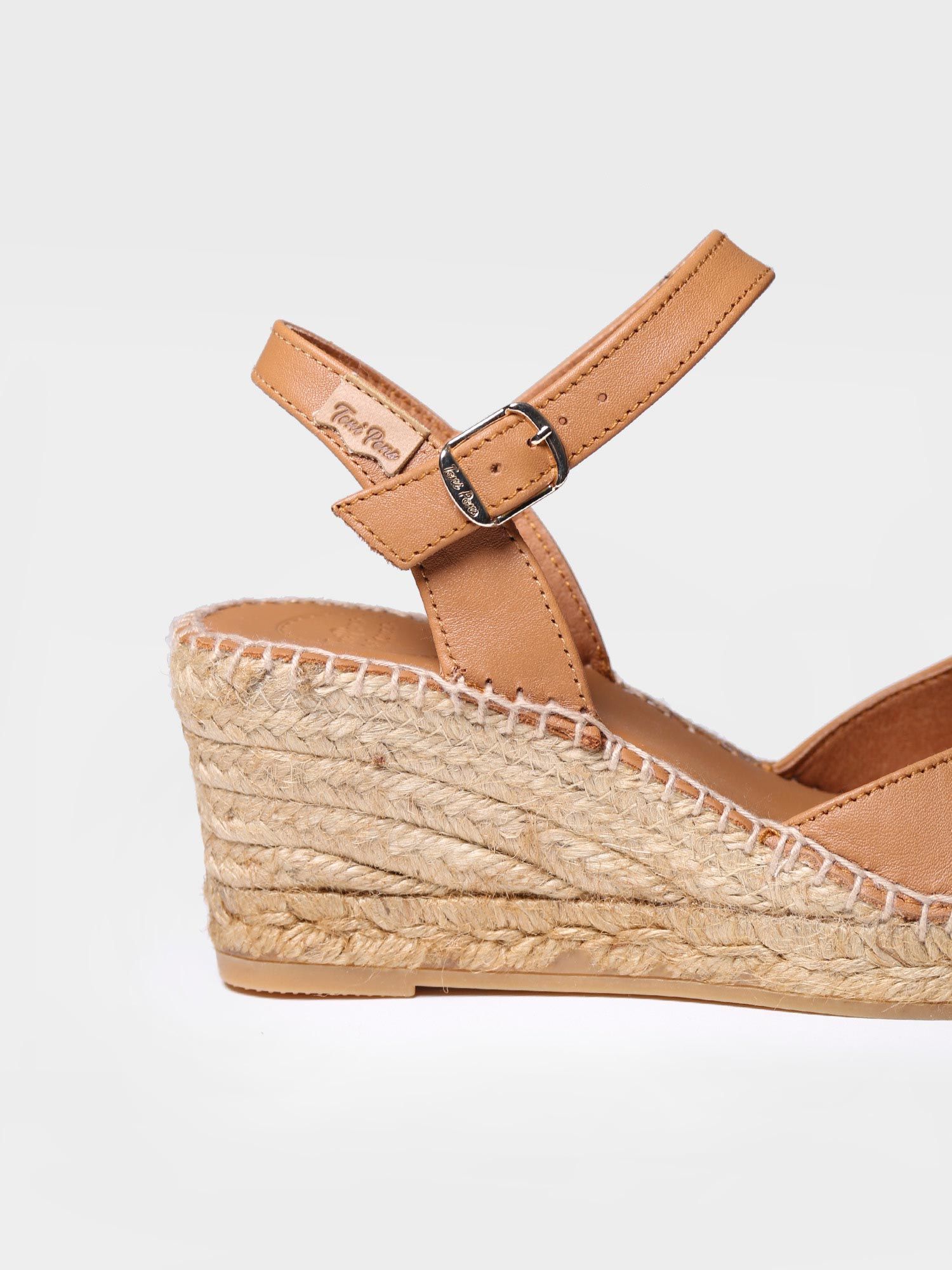 Espadrilles compensées pour femme en cuir - SIA-P
