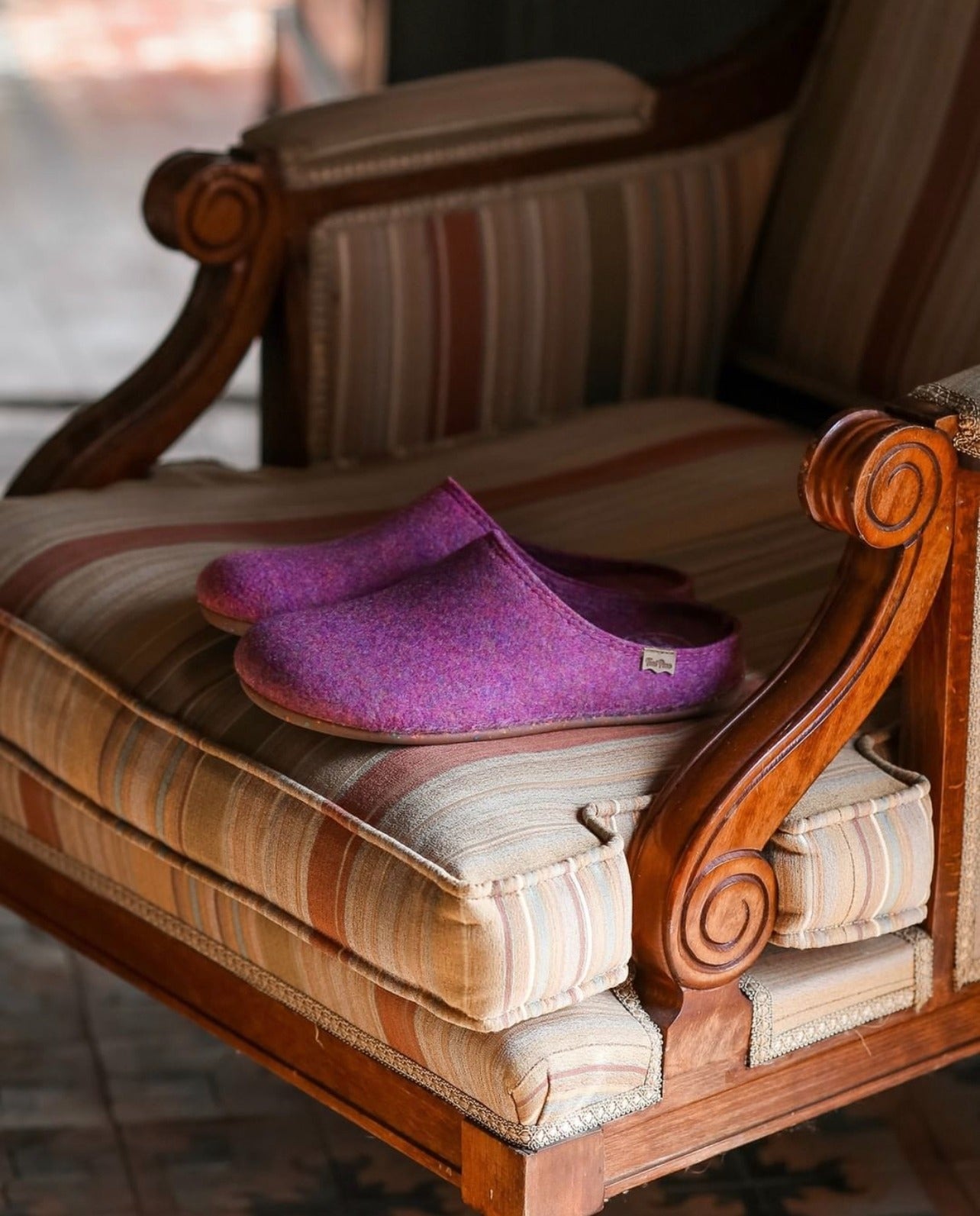 Chausson femme style sabot en feutre recyclé - MONA-FR