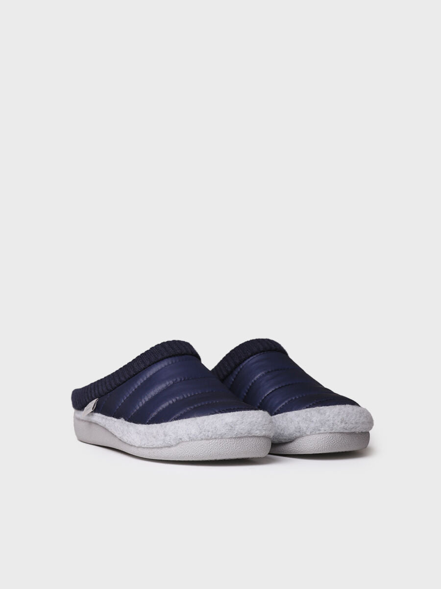 Chausson femme style sabot en tissu matelassé et feutre - MORA-TK