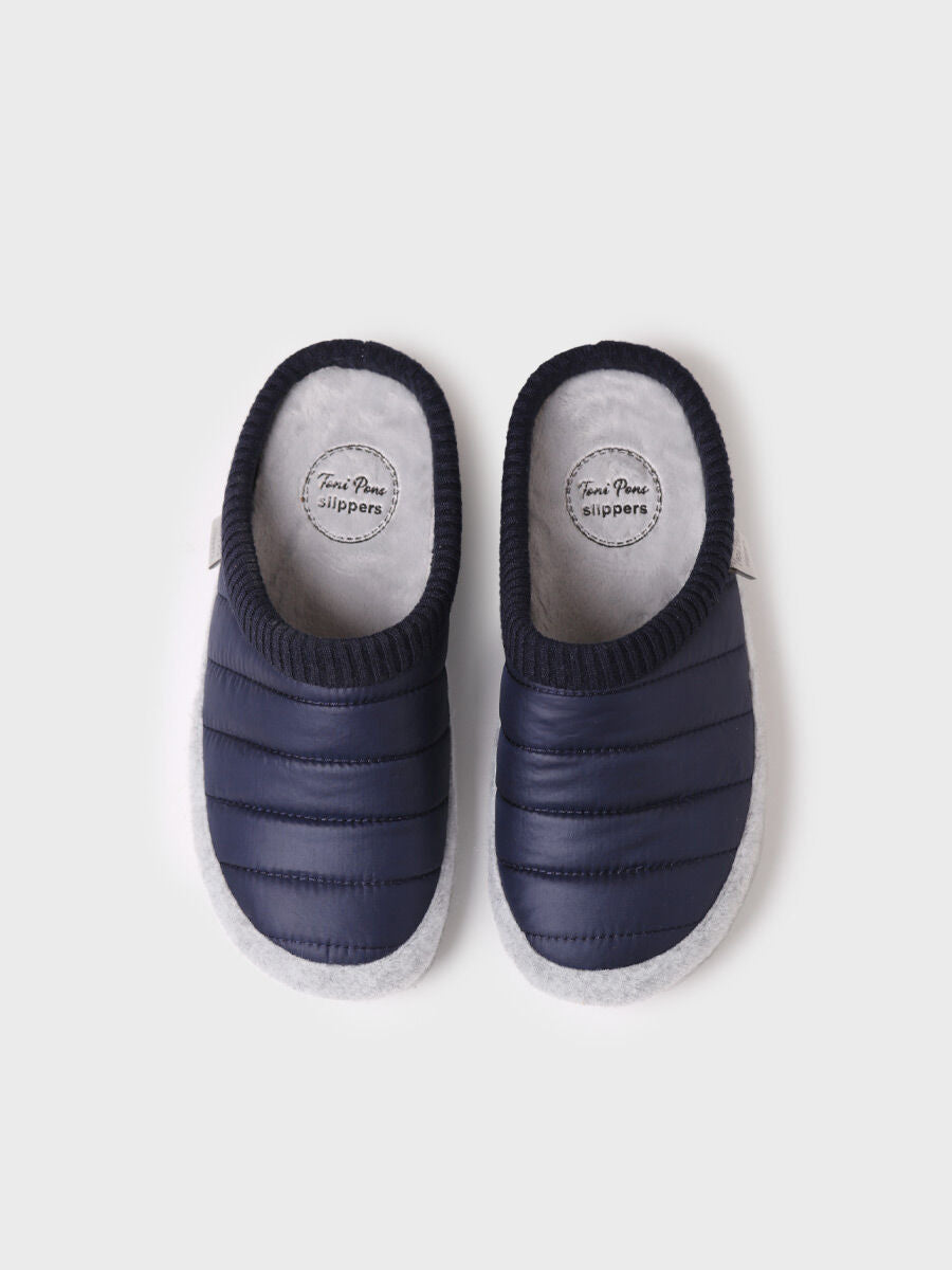 Chausson femme style sabot en tissu matelassé et feutre - MORA-TK