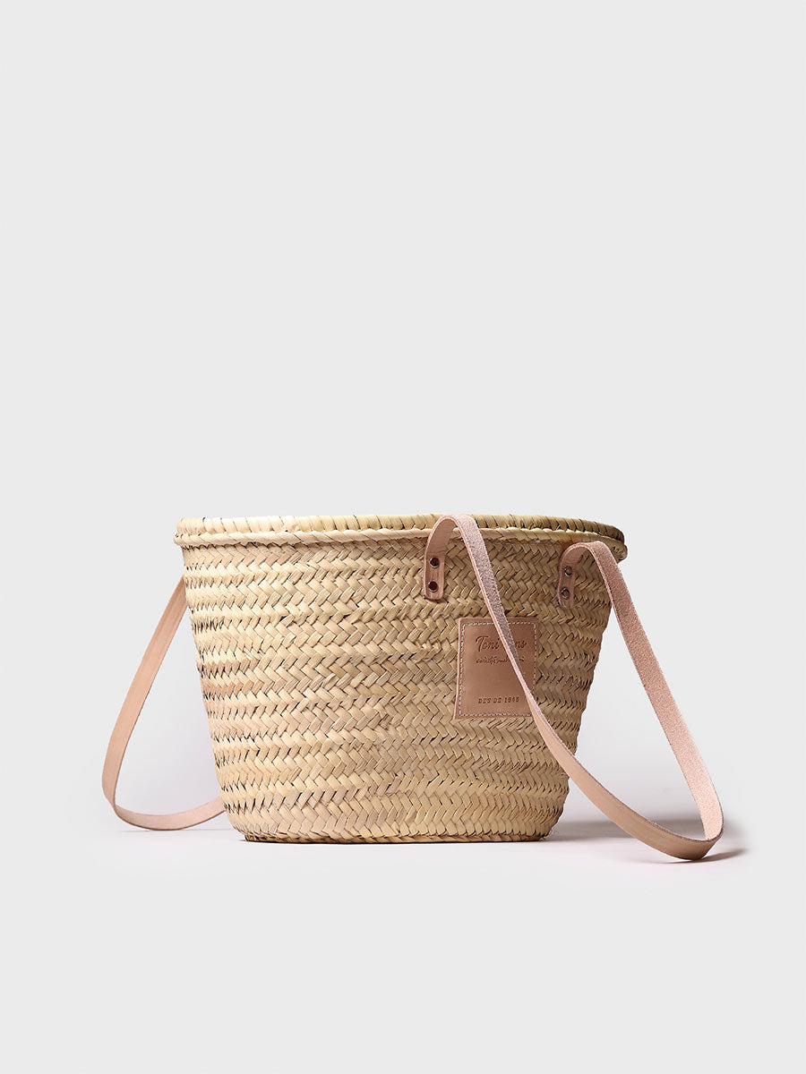 Panier en osier pour femme avec anses en cuir | GOMERA