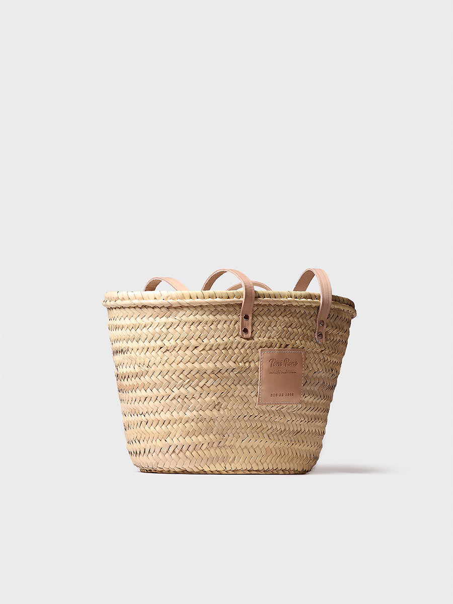 Panier en osier pour femme avec anses en cuir | GOMERA