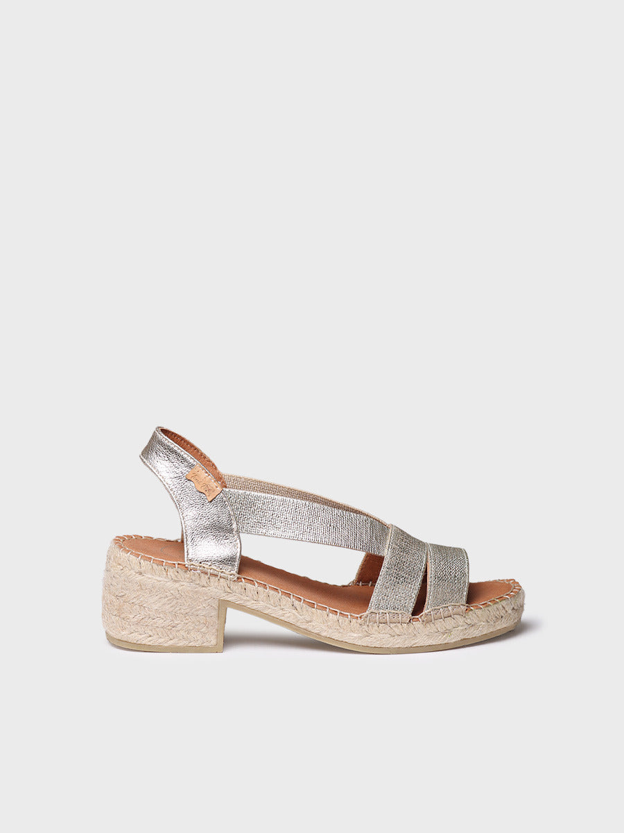 Espadrille femme à talon large et élastique métallisé - DAMA