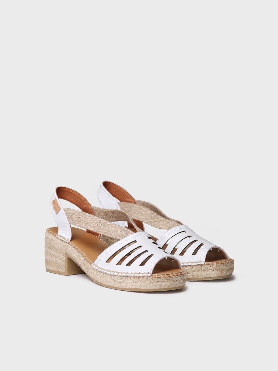 DIMA - Espadrille femme en cuir à talon large et élastique