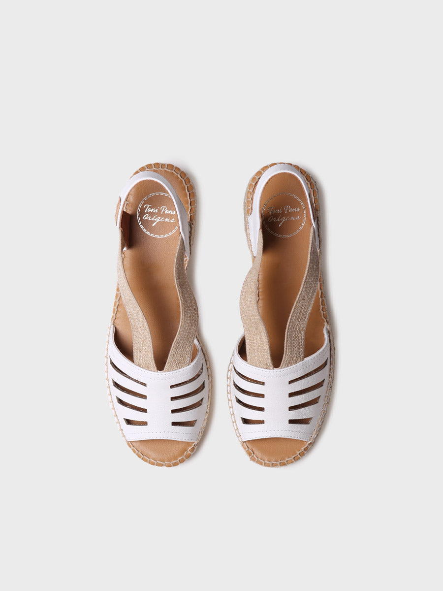 DIMA - Espadrille femme en cuir à talon large et élastique