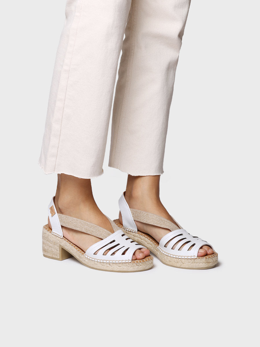 DIMA - Espadrille femme en cuir à talon large et élastique