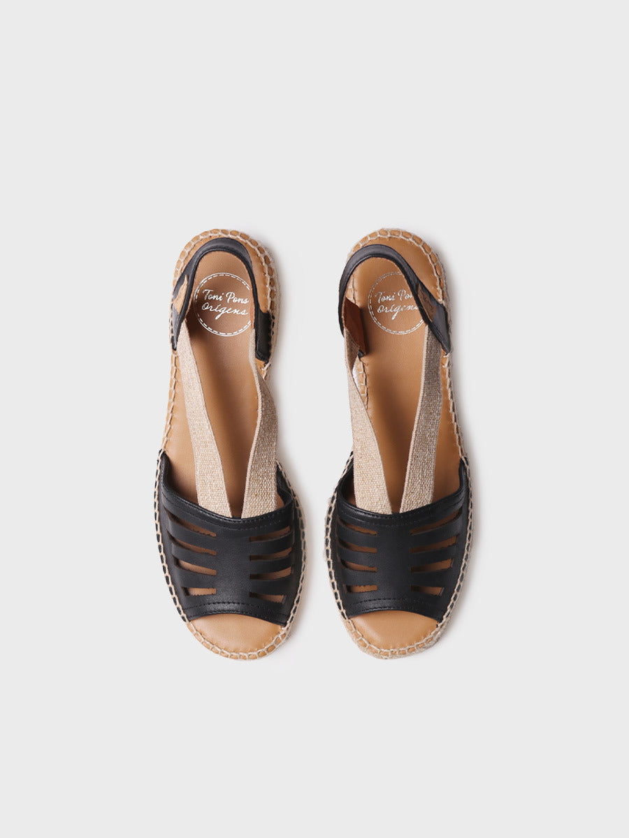 Women's leather espadrille with wide heel and elastic - DIMA