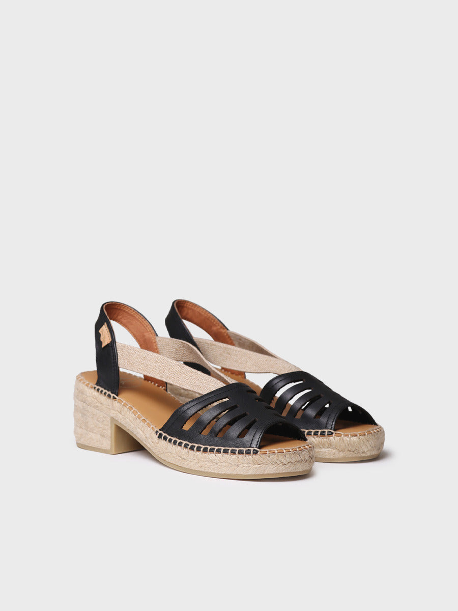 DIMA - Espadrille femme en cuir à talon large et élastique