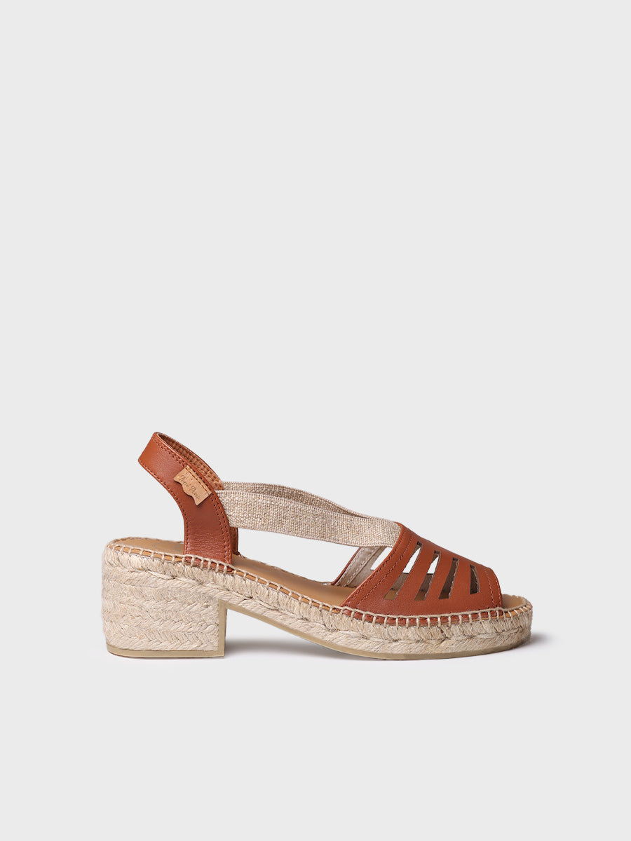 DIMA - Espadrille femme en cuir à talon large et élastique