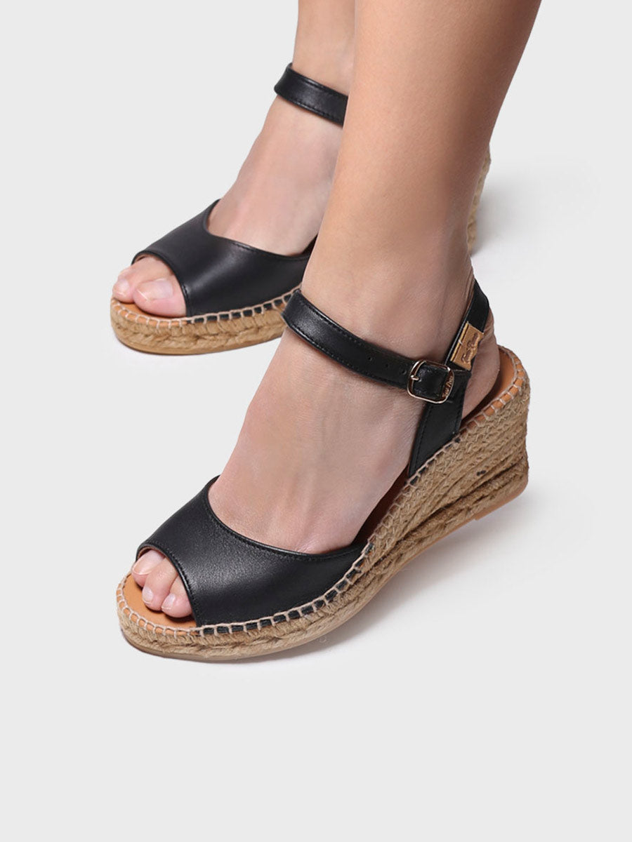 Espadrilles compensées pour femme en cuir - SIA-P