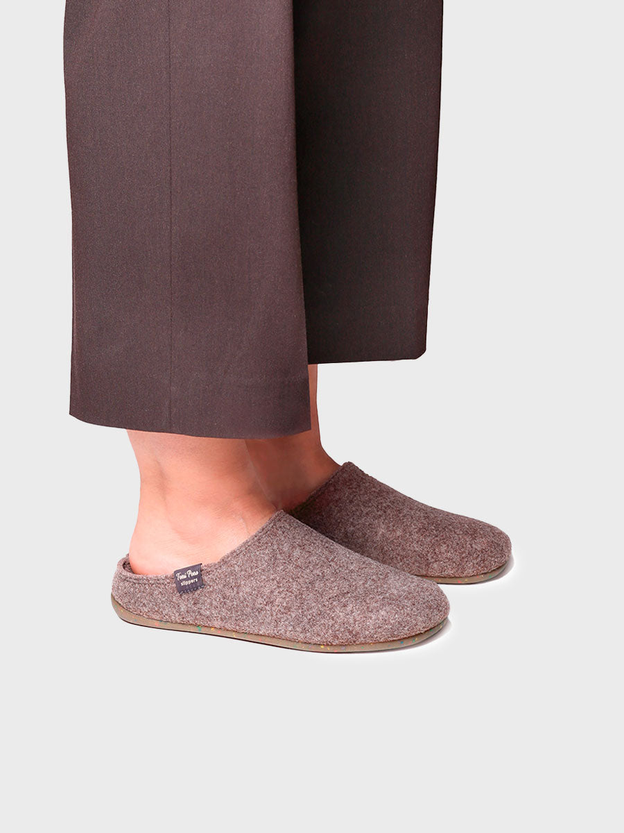 Women's clog-style slipper in recycled felt - MONA-FR