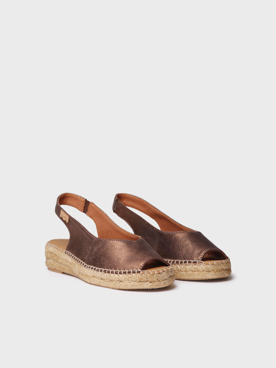 Women's peep-toe espadrille in shiny leather | ERICA-AS