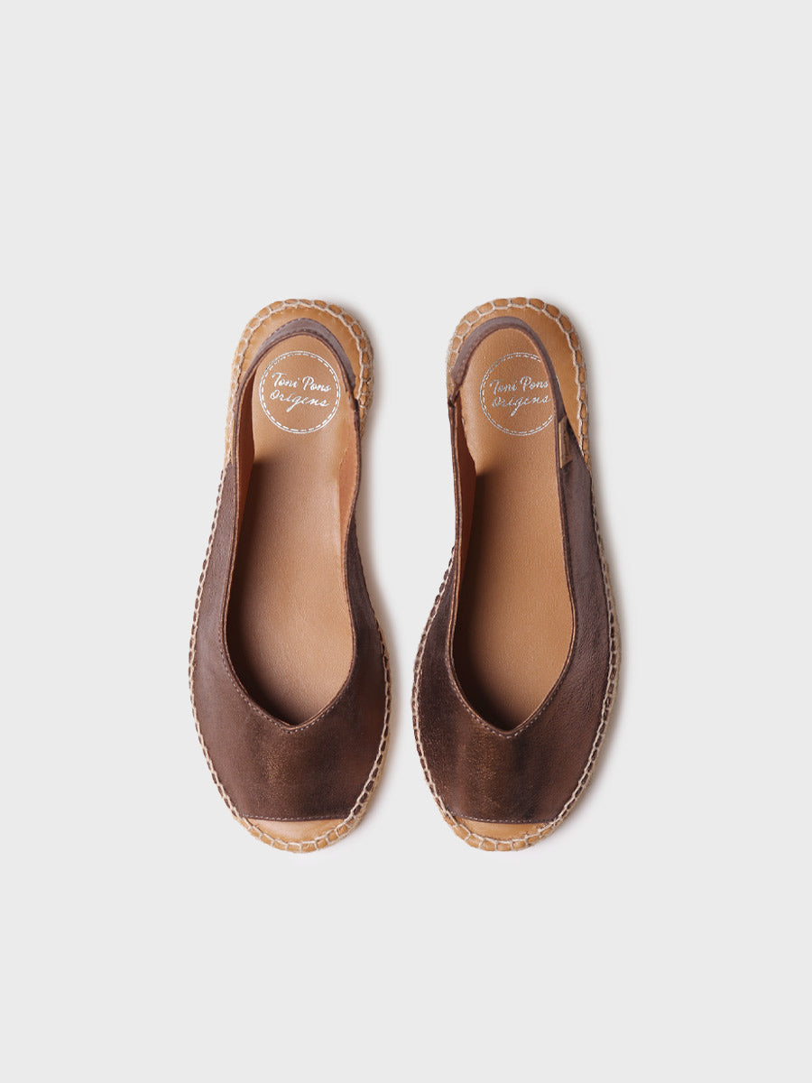 Women's peep-toe espadrille in shiny leather | ERICA-AS