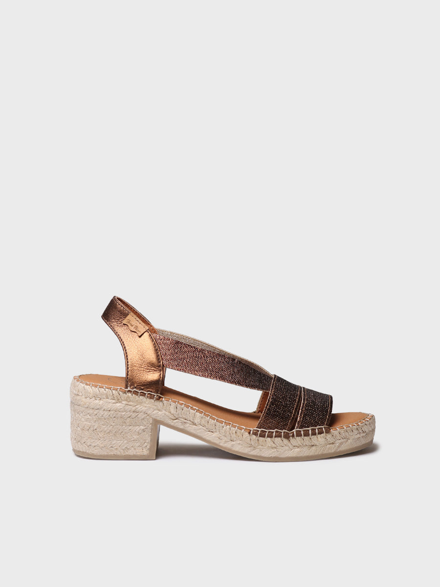 Women's espadrille with wide heel and metallic elastic - DAMA