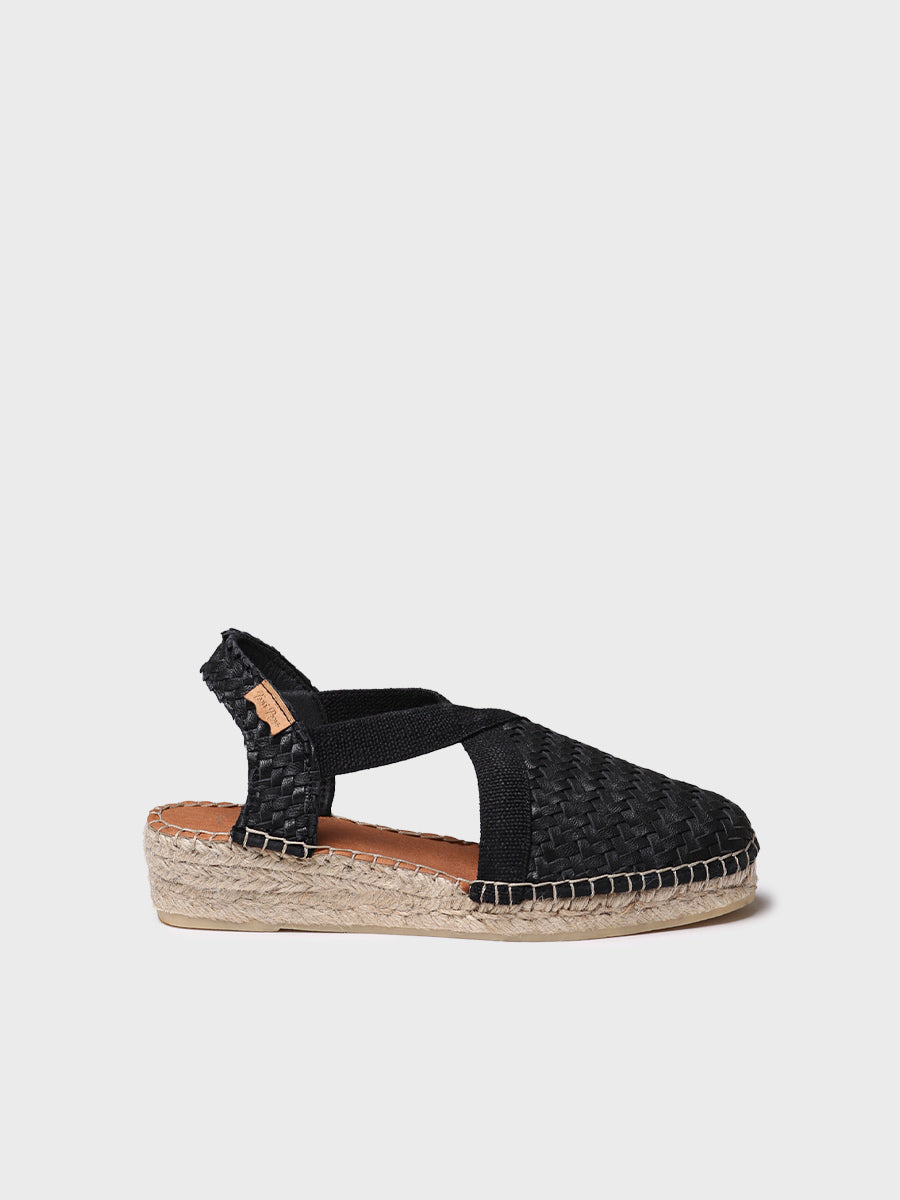 Women's closed espadrille in braided leather with wedge heel | SIRACUS