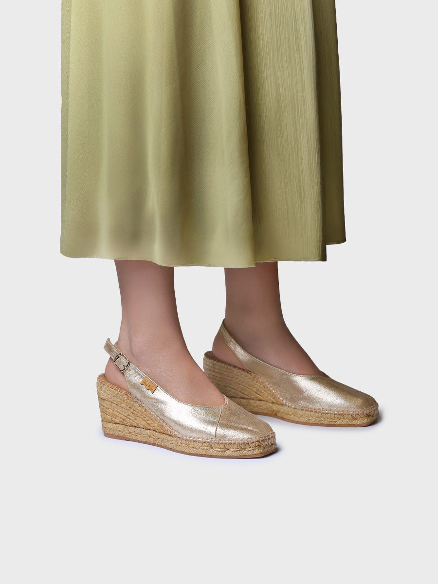 Women's closed wedge espadrilles in leather | BRENDA-AS