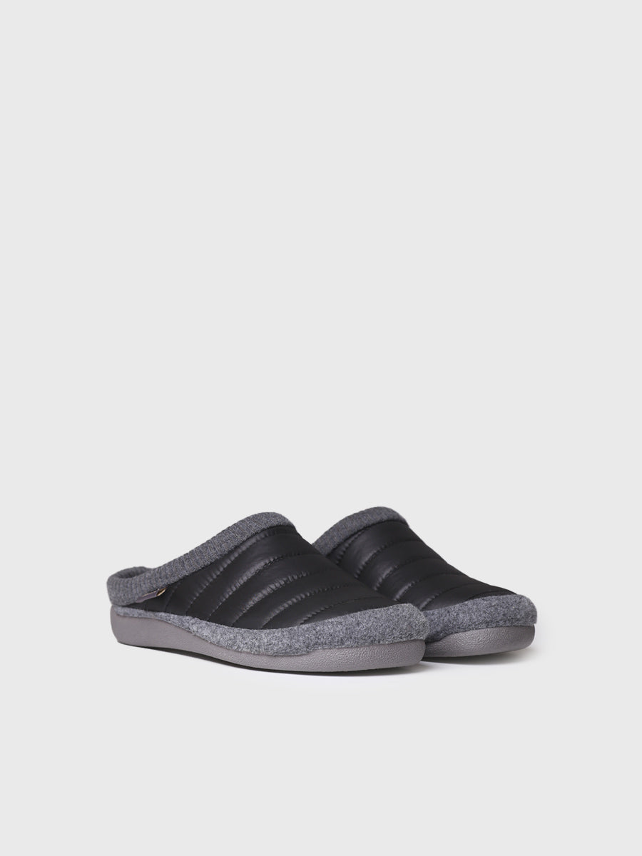 Men's slipper in a clog style, made of padded fabric and felt | NIX-TK
