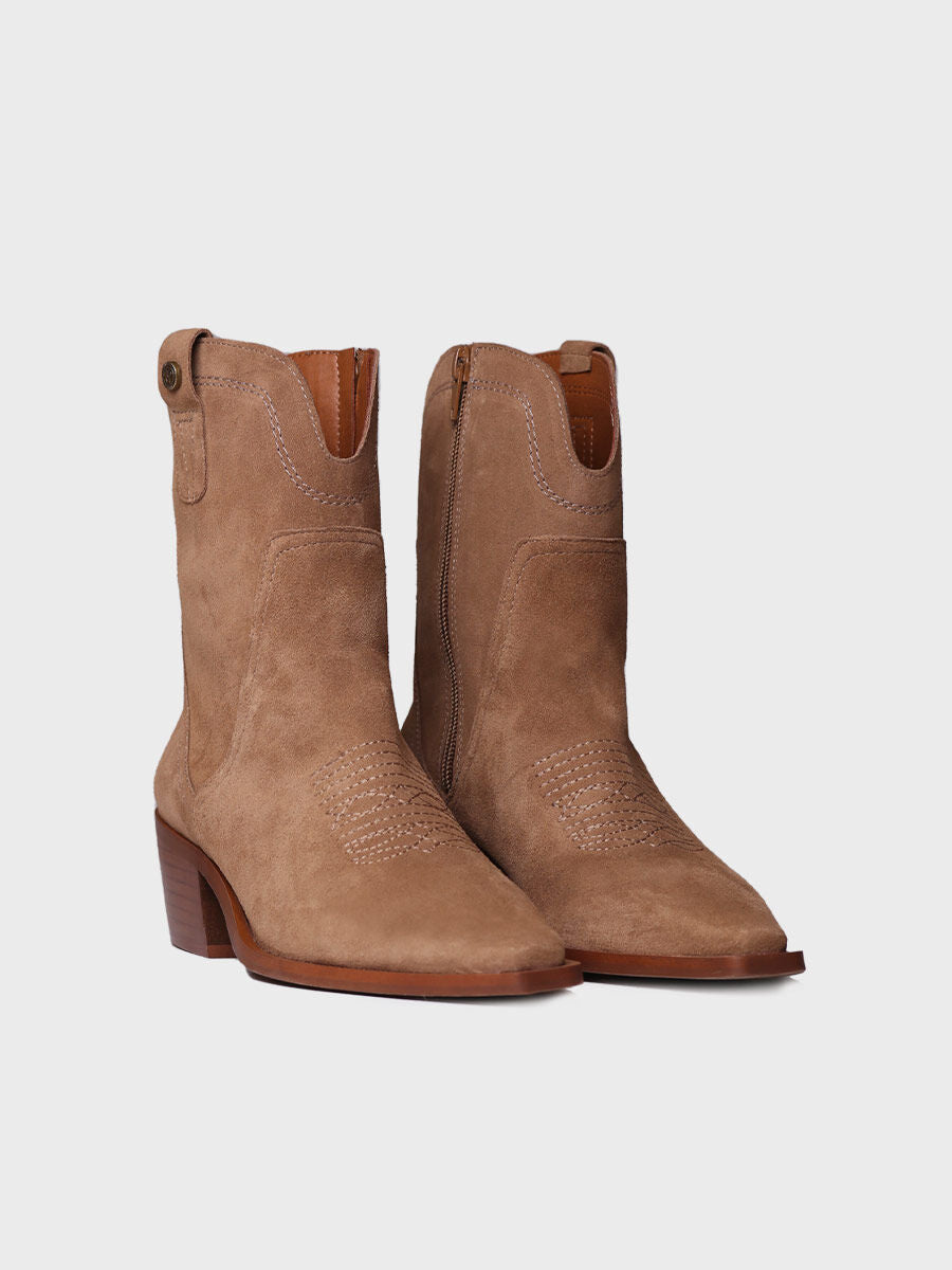 Women's Ankle boot in Suede in Coffee - IRENE-SY-COFFEE