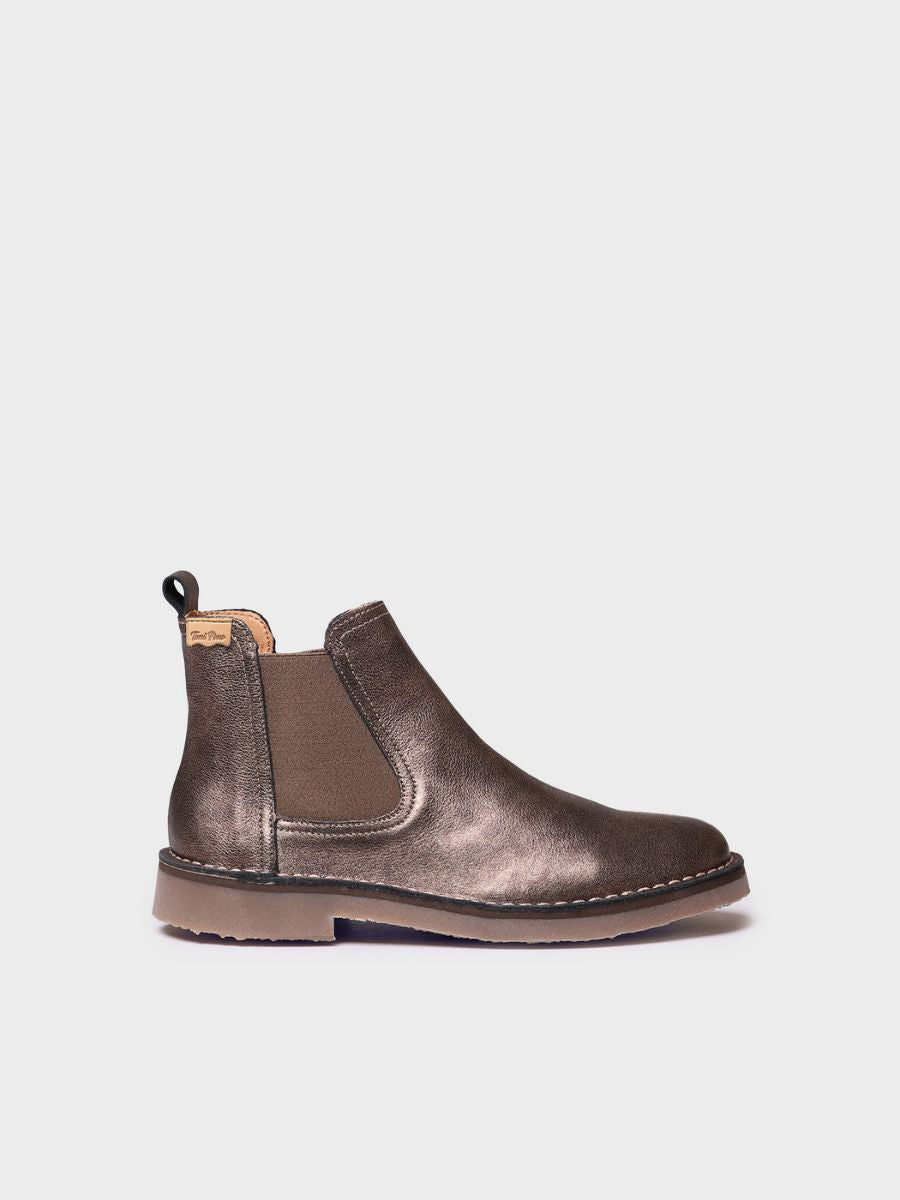 Women's metallic leather ankle boot with elastic sides - ISA-AT