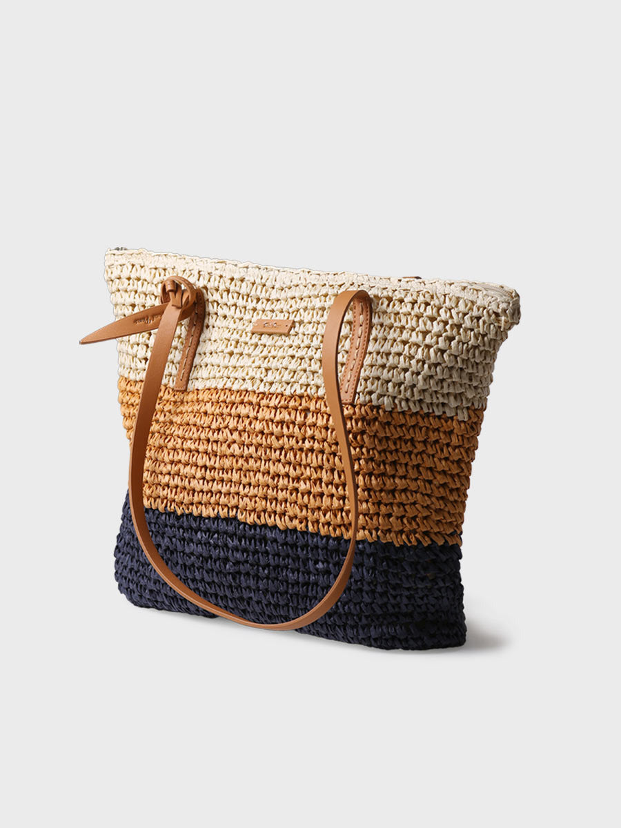Paper raffia shopper bag with zipper | DORA