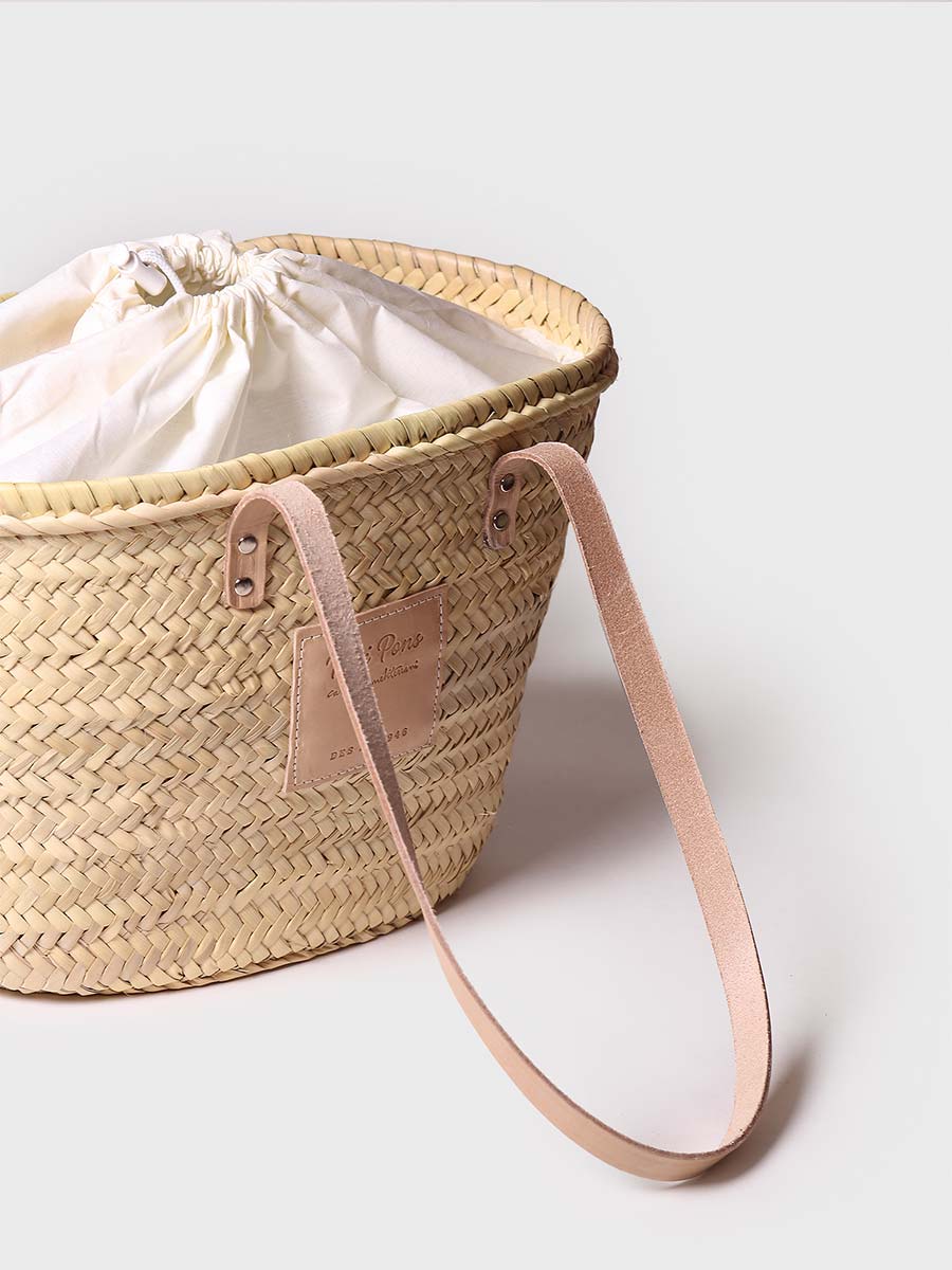 Panier en osier pour femme avec anses en cuir | GOMERA