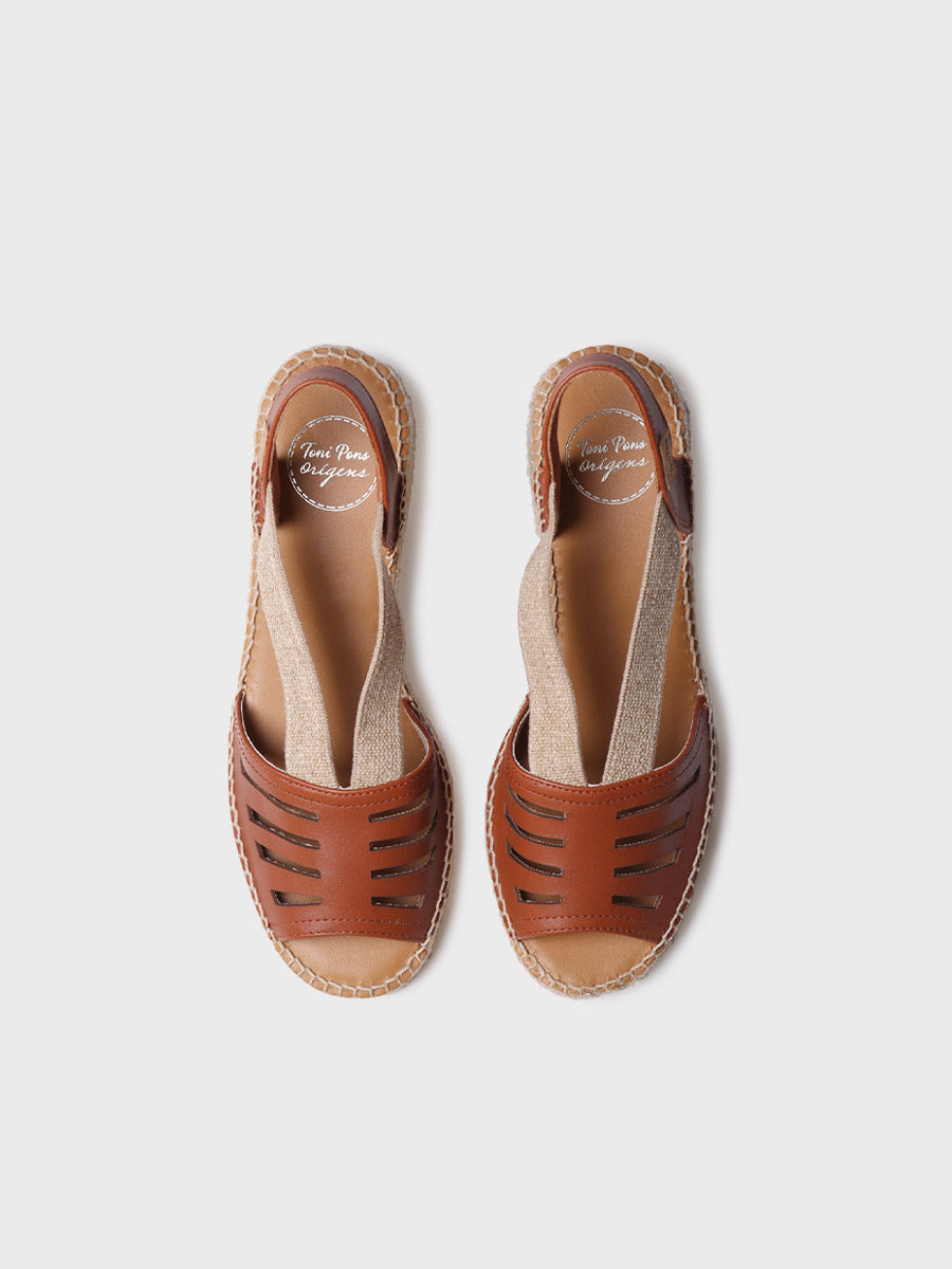 Women's leather espadrille with wide heel and elastic - DIMA