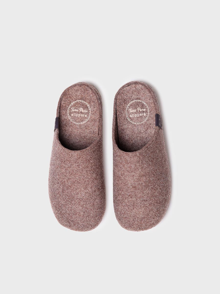 Women's clog-style slipper in recycled felt - MONA-FR