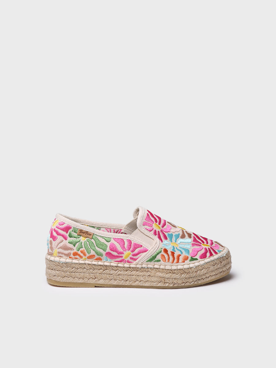 Multicoloured embroidered cotton closed espadrille - POLA