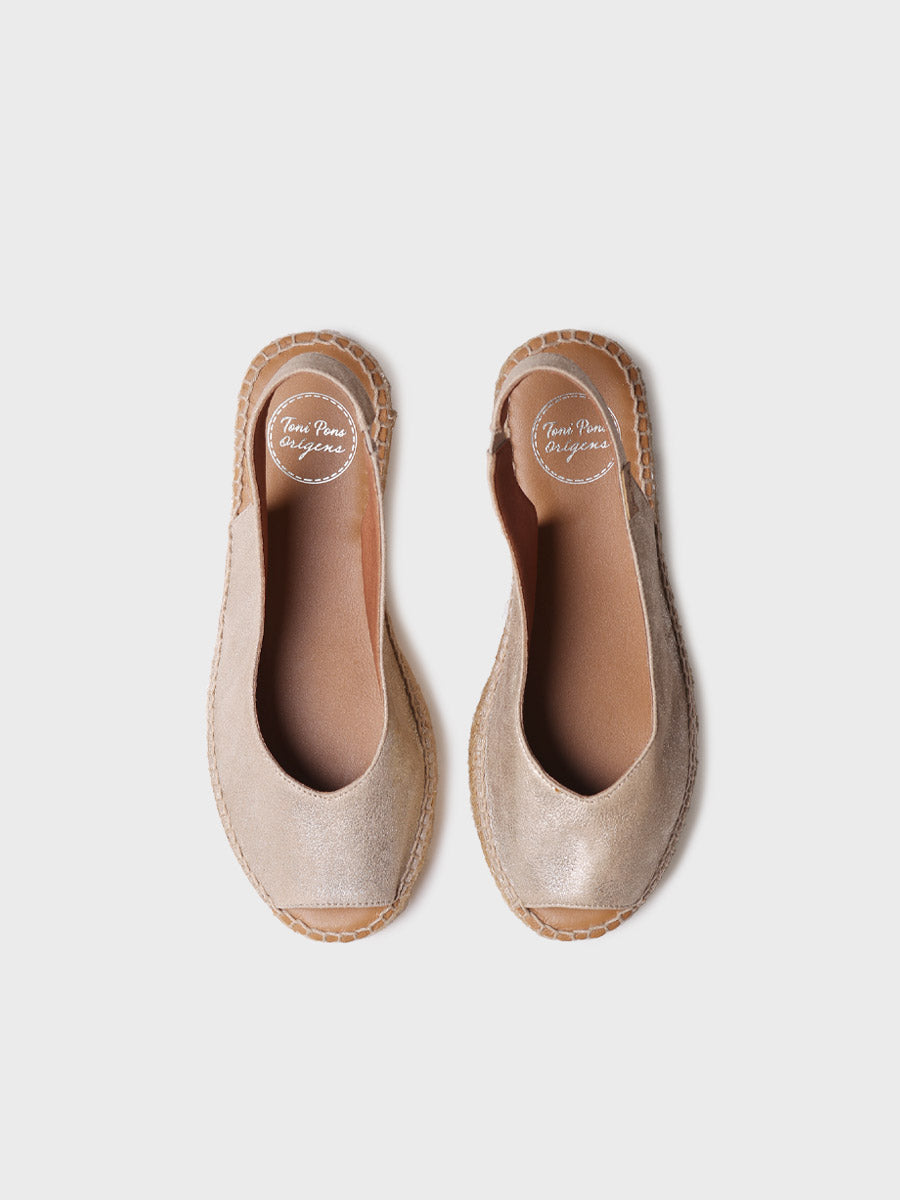 Women's peep-toe espadrille in shiny leather | ERICA-AS