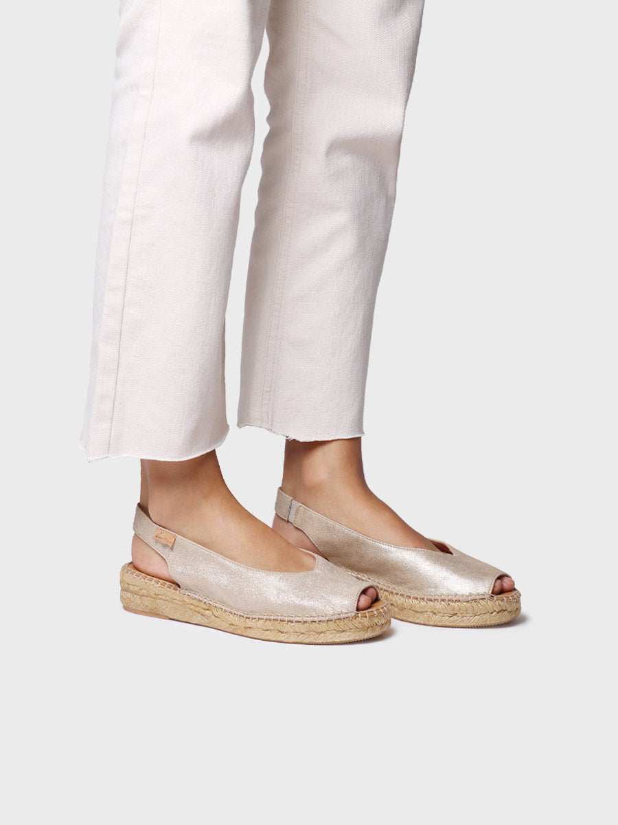Women's peep-toe espadrille in shiny leather | ERICA-AS