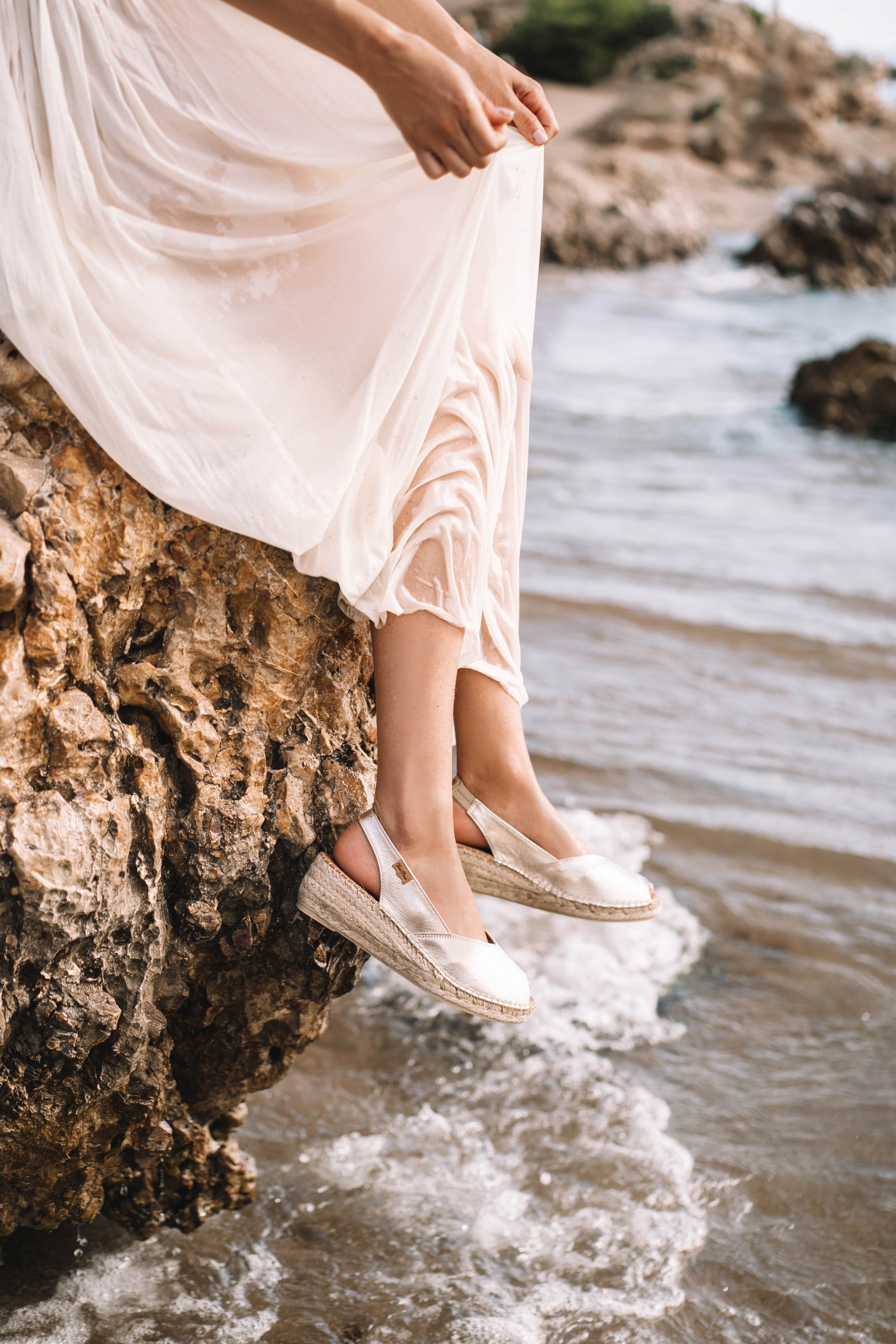Women's leather peep-toe espadrille wedge | BERNIA-P