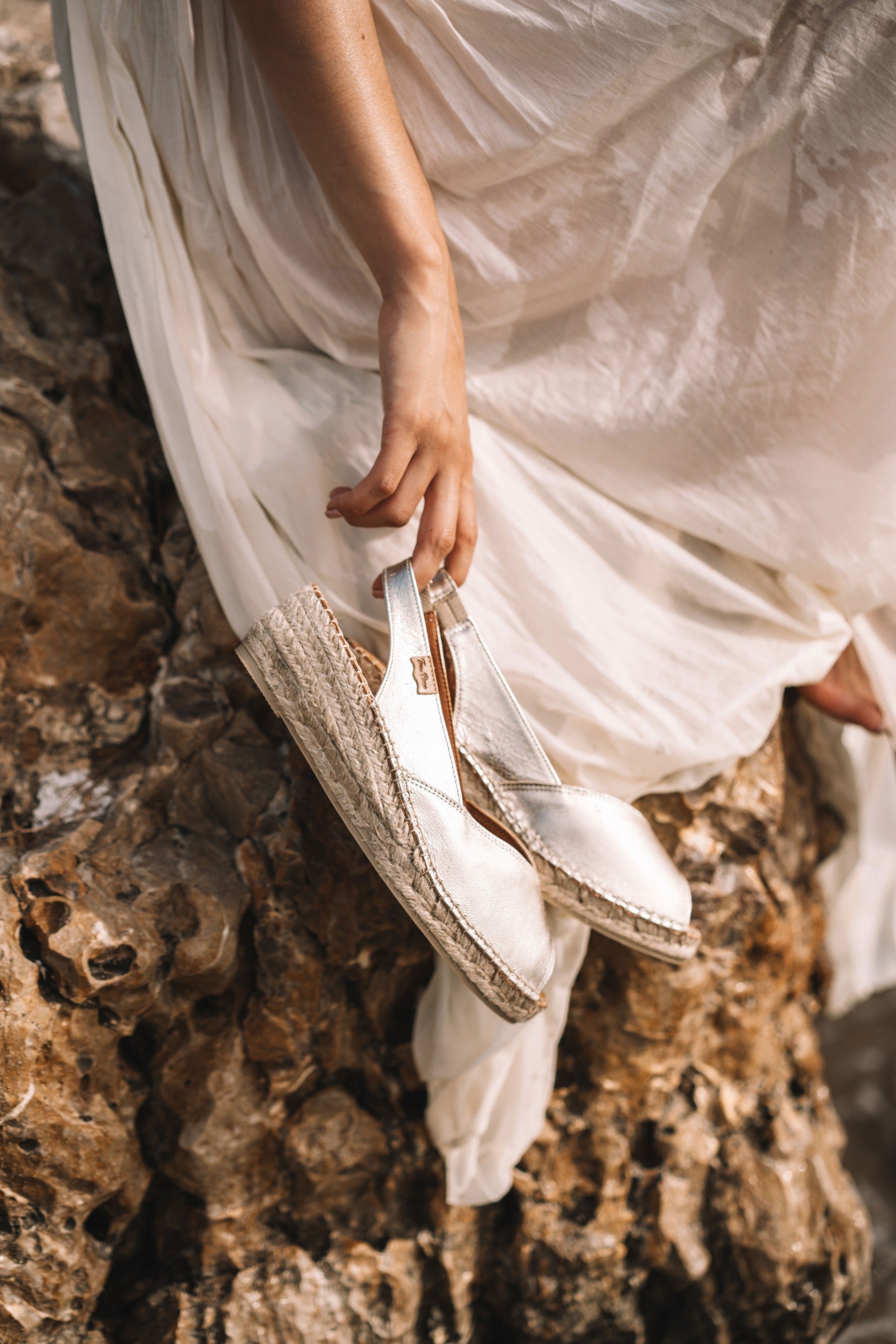 Women's leather peep-toe espadrille wedge | BERNIA-P