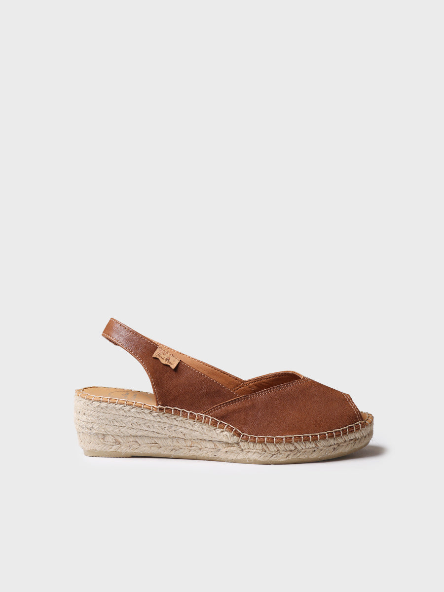 Compensées espadrille en cuir à bout ouvert pour femme | BERNIA-P