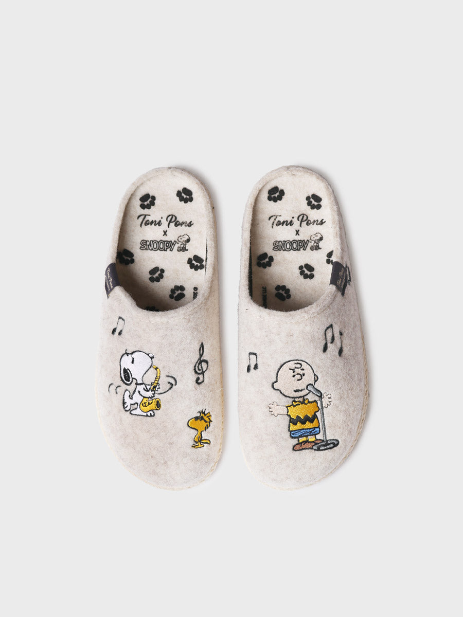 Chaussons d'intérieur style sabots en feutre Snoopy pour femme | SNOOPY