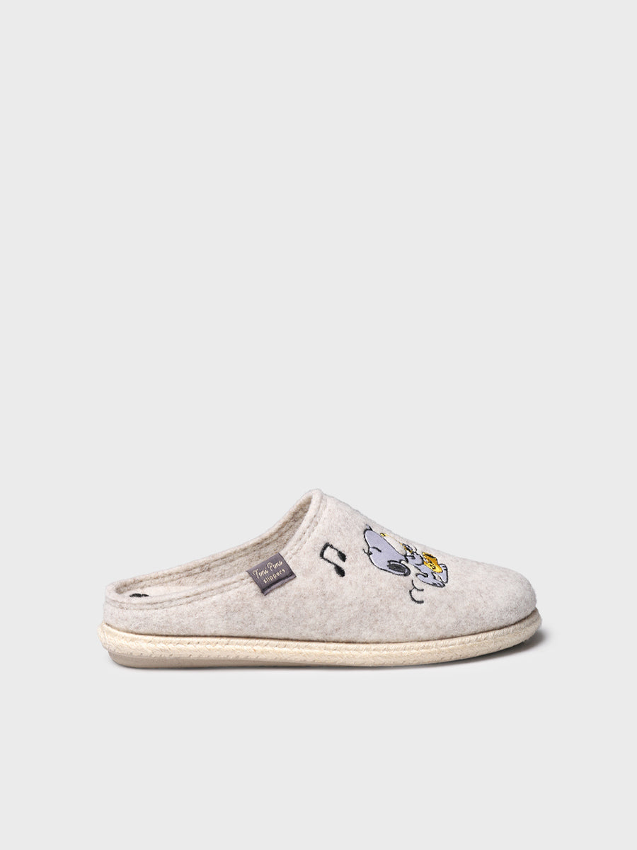 Chaussons d'intérieur style sabots en feutre Snoopy pour femme | SNOOPY
