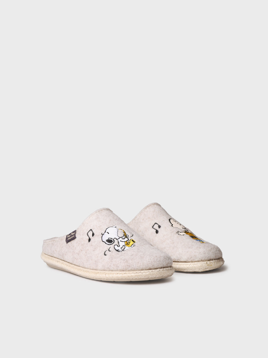 Chaussons d'intérieur style sabots en feutre Snoopy pour femme | SNOOPY
